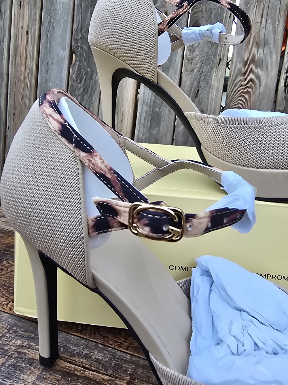 Cosy Island Women's Beige Pointed Toe D'Orsay Heels with Ankle Strap Size 8.5 - Picture 8 of 16
